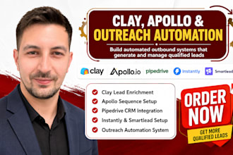 setup clay com hubspot sequence pipedrive instanly smartlead outreach automation
