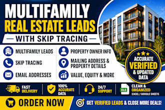 provide off market multifamily single family, commercial properties skip tracing