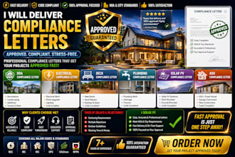 deliver hoa, electrical, deck, plumbing, solar pv and adu compliance letter