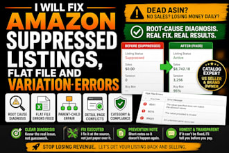 fix amazon suppressed listings, flat file and variation errors