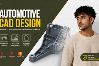 automotive cad, auto cad, 3d cad for car parts, injection molded  components