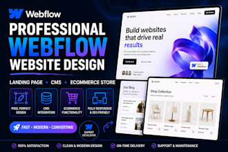 design professional webflow website landing page  cms and ecommerce store