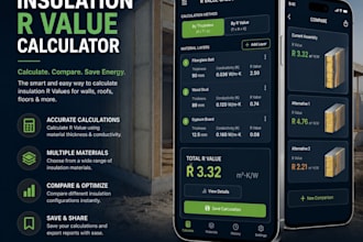 develop a professional interpolation calculator or insulation r value mobile app