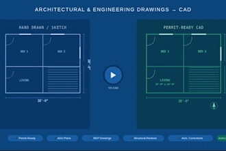 redraw architectural, engineering, and house plans to autocad