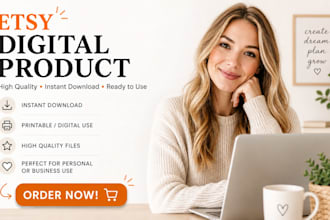 design etsy digital product, printable planner, create etsy digital products