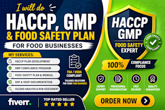 do haccp, gmb and food safety plan for food businesses
