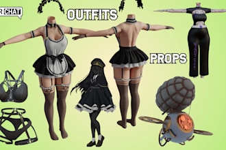 create custom outfit, props, accessories, clothing, weapon, assets for vr avatar