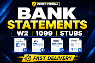 format professional stubs, w2, 1099 and bank statement fast