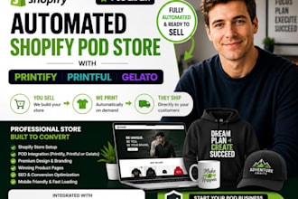 build automated shopify pod store with printify printful gelato, shopify setup