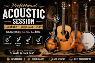 record mandolin acoustic guitar fiddle banjo for country,bluegrass and pop music