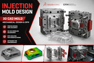 do injection mold, 3d cad mold and mechanical product design for manufacturing