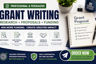 grant proposals, funding applications and 501c3 writing