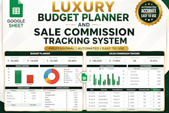 create luxury budget planner and sale commission tracking system in google shee