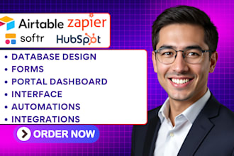 setup airtable database,airtable automation, airtable crm softr client portal