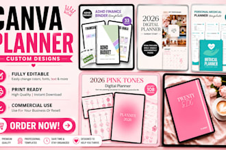 design custom social media planner, debt payoff and client management planners