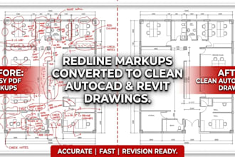 convert redline markups to clean autocad or revit drawings