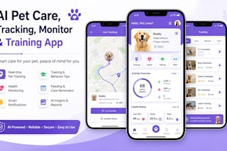 build ai pet care app, pet tracking, pet monitor app, pet training app