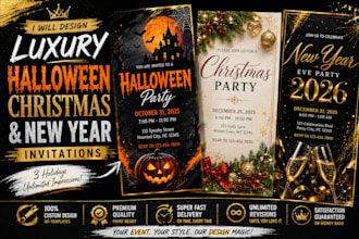 design luxury halloween, christmas, and new year invitation