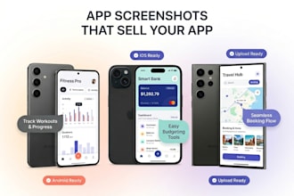 design stunning app screenshots for ios and android apps saas, ecommerce