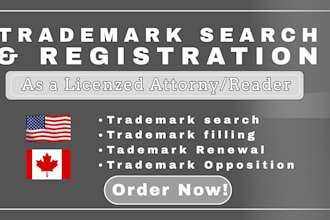 do USA and canada trademark registration, and handle trademark notice