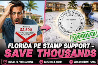 licensed florida pe stamp support for city permit drawings georgia virginia tx