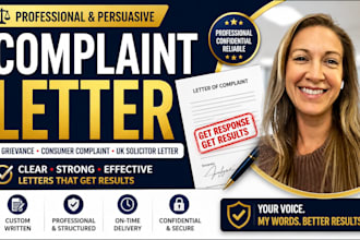 write complaint letter, grievance and business dispute and UK solicitor letter