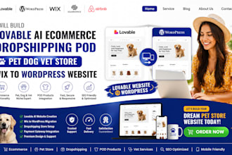 lovable ai ecommerce dropshipping pod pet dog vet store wix to wordpress website