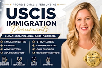 prepare uscis immigration letters, affidavits, waiver and petitions letters