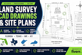 create accurate land survey cad drawings and site plans for florida texas wr ky