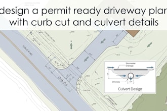 design a permit ready driveway plan with curb cut and culvert details