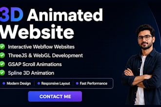 build 3d animated webflow website with spline, webgl, gsap scrolling animation