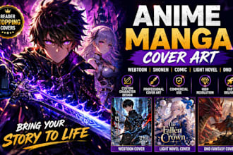 design anime manga cover art for webtoon, shonen, comic, light novel and dnd