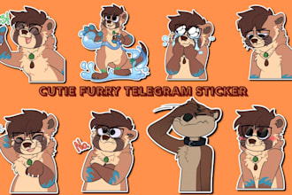 draw furry telegram sticker, furry badge, crypto sticker animated furry emote