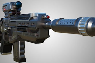 create 3d game assets, 3d weapon, props, 3d gun, sword with textures