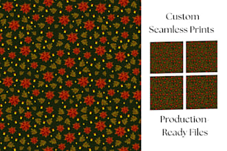 custom seamless repeat print, production ready for fabric printing