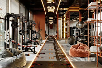 do 3d gym interior design sport facility pilate fitness center boxing fight club