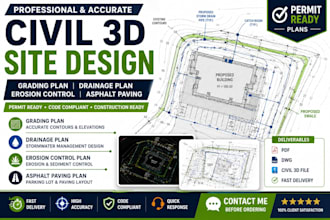 create civil 3d grading and drainage plans for permit approval