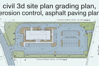 create a civil 3d site plan grading plan, erosion control, asphalt paving plan