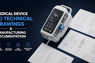 create medical device 2d technical drawings and manufacturing documentation