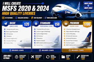 create msfs 2020 and 2024 high quality liveries