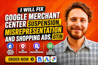 fix google merchant center suspension, misrepresentation and shopping ads, gtin