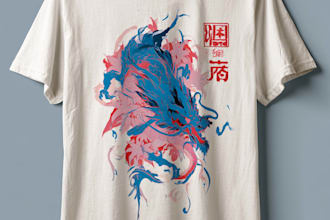 do a japanese t shirt illustration