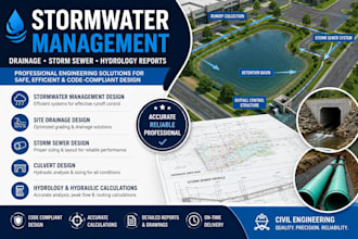 design stormwater management, drainage, storm sewer, and hydrology reports
