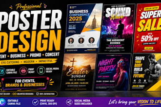 design event poster, promotional poster, business poster and concert poster