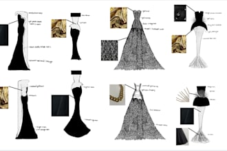 custom sketch design a gown for you