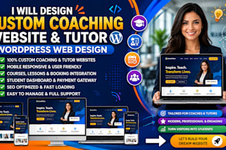 design custom coaching website and tutor wordpress web design