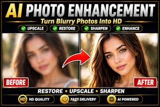enhance, improve, unblur, restore, sharpen, upscale low quality photos