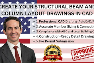 create structural beam column layout drawings in cad for construction