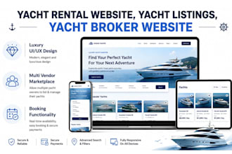 build modern yacht charter website, yacht listings, boat rental website
