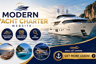 build modern yacht charter website, yacht listings, boat rental website